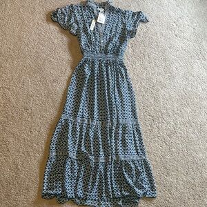 Max Studio Blue and White Patterned Maxi Dress